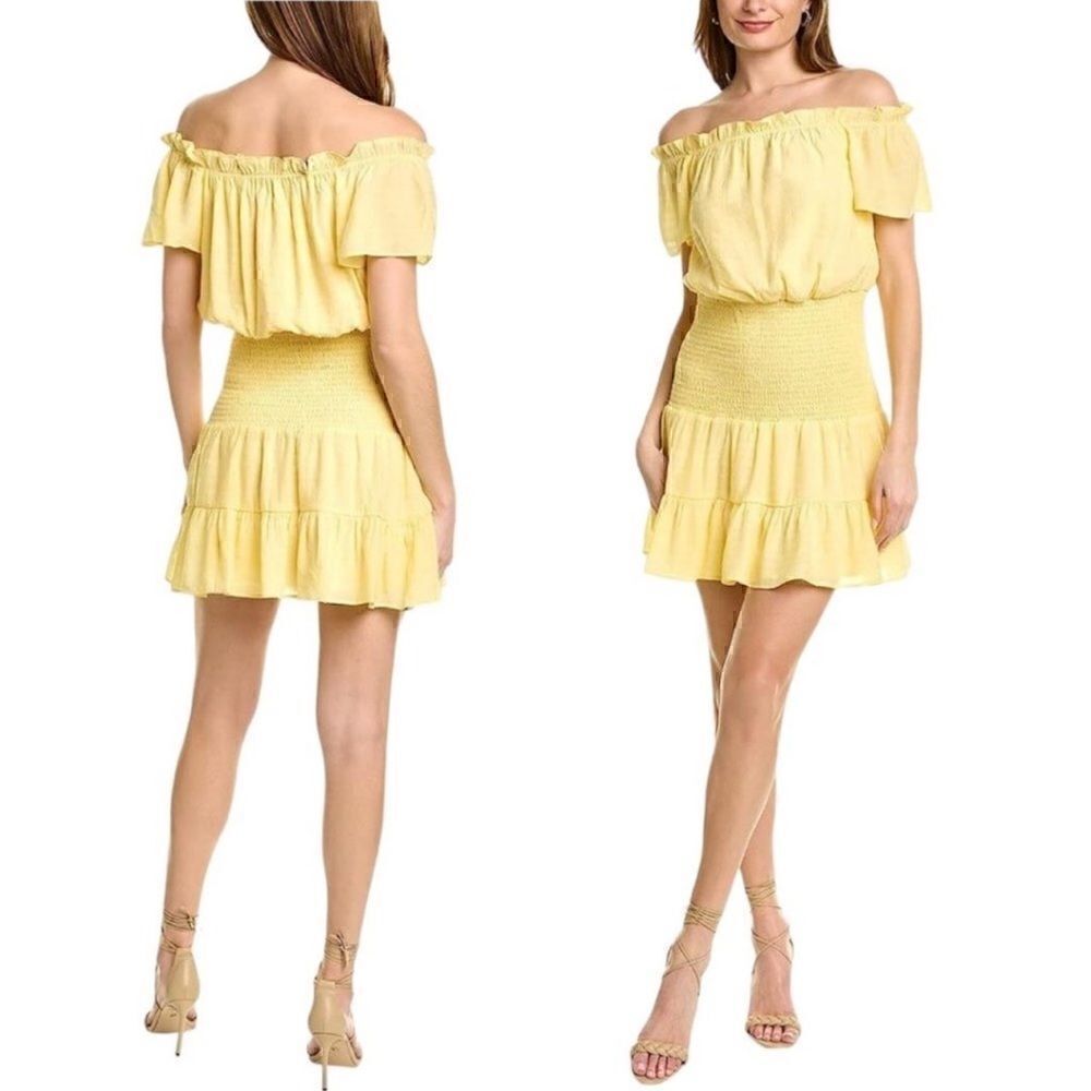 BCBGeneration Dress Womens Size Medium Smocked Short Mini Yellow New‎